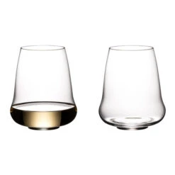 Riedel Winewings Riesling / Champagne Stemless Wine Glasses - Set Of 2